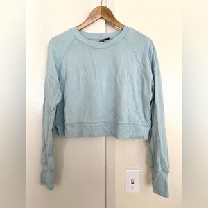 Sweaty Betty Cropped Light Blue Cotton Blend Sweatshirt Size M